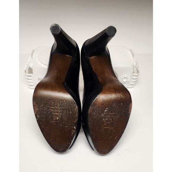 Stuart Weitzman Black Leather Peep Toe Ultra High Hee Pump Shoes Size 9M - Picture 9 of 11